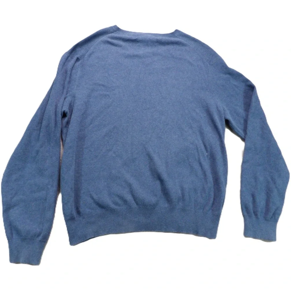 Polo by Ralph Lauren V Neck Sweater Men L Blue Pima Cotton Pony Classic Pullover